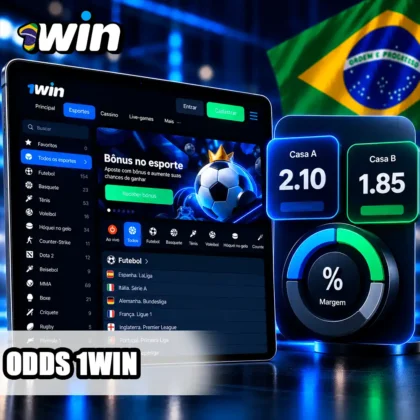 Tela esportiva com comparação visual de odds e indicador de margem sem percentuais inventados.